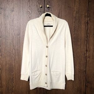 J. Crew Rumpled French Terry Cardigan in Cream